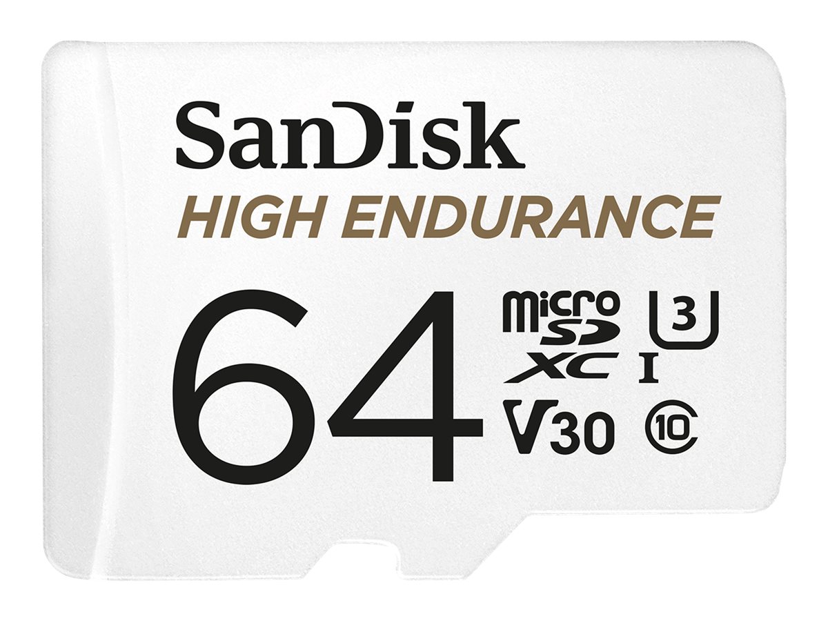 SanDisk High Endurance - Flash-Speicherkarte (microSDXC-an-SD-Adapter inbegriffen) - 64 GB - Video Class V30 / UHS-I U3 / Class1