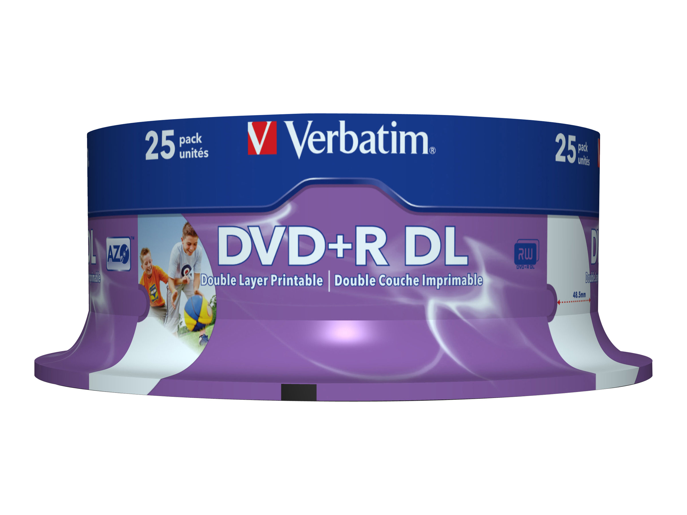 Verbatim - 25 x DVD+R DL - 8.5 GB 8x - breite bedruckbare Oberflche - Spindel
