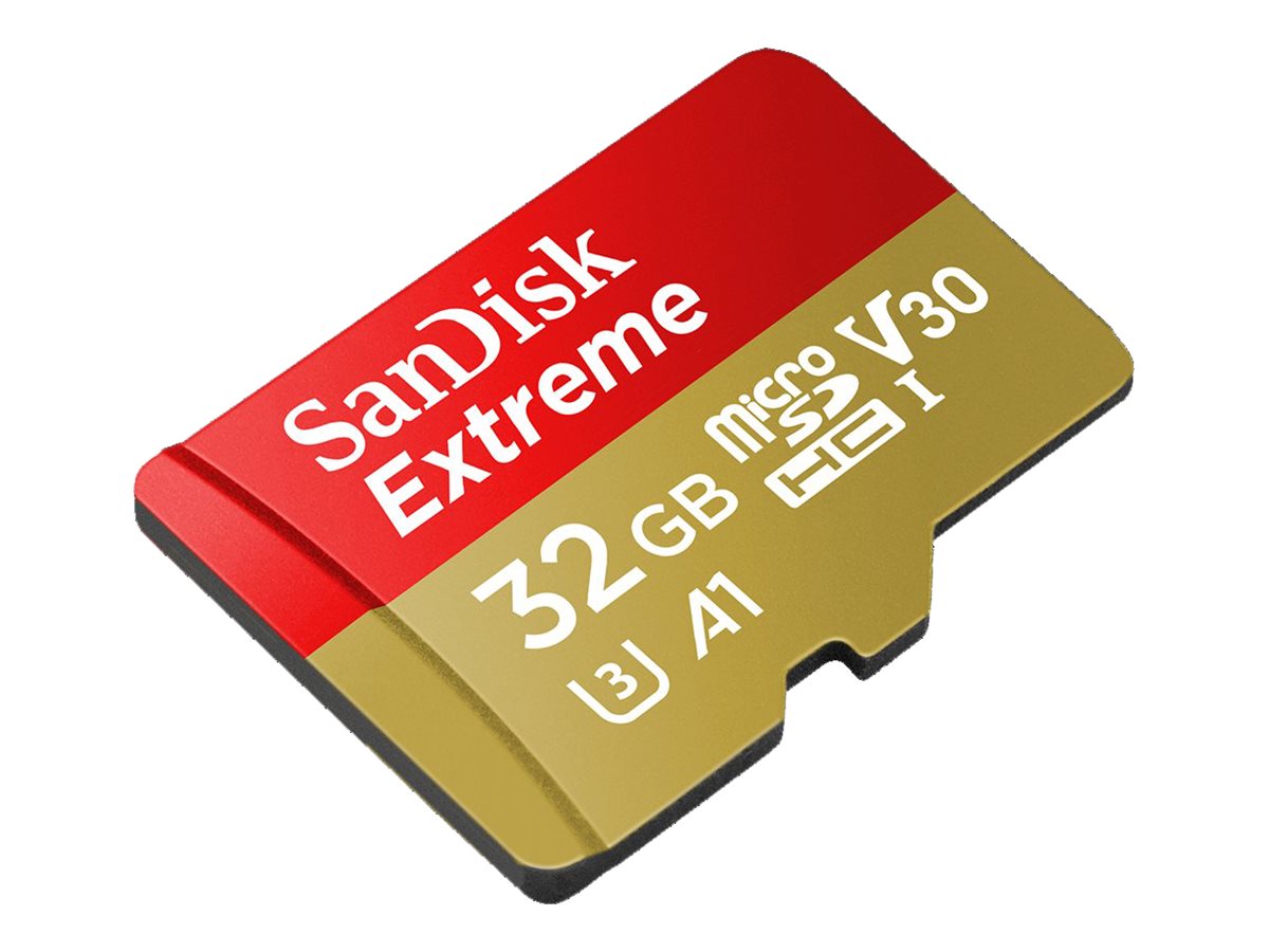 SanDisk Extreme - Flash-Speicherkarte (microSDHC/SD-Adapter inbegriffen) - 32 GB - A1 / Video Class V30 / UHS-I U3 - microSDHC U