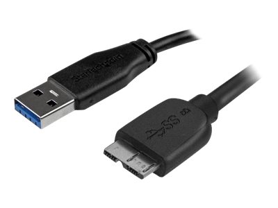 StarTech.com 3m schlankes SuperSpeed USB 3.0 A auf Micro B Kabel - St/St - USB 3.0 Anschlusskabel - Schwarz - USB-Kabel - Micro-