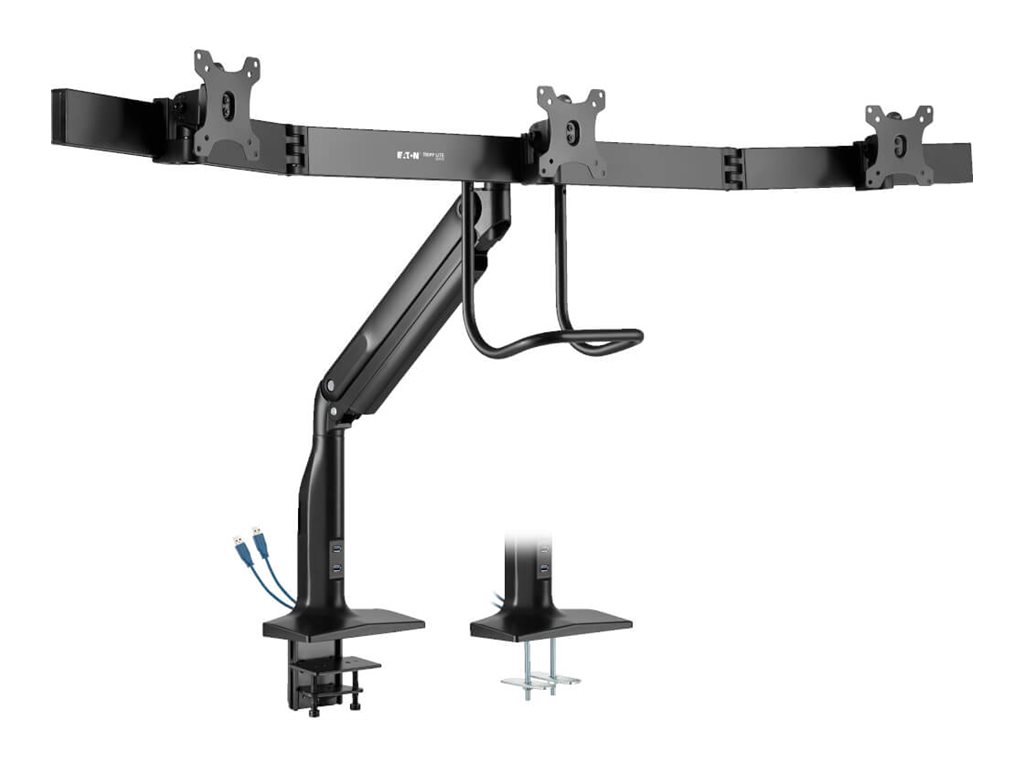 Eaton Tripp Lite Series Precision-Placement Triple-Display Desk Clamp with Antimicrobial Tape for 17