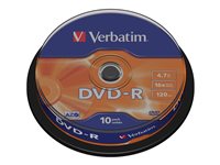 Verbatim - 10 x DVD-R - 4.7 GB 16x - mattsilber - Spindel