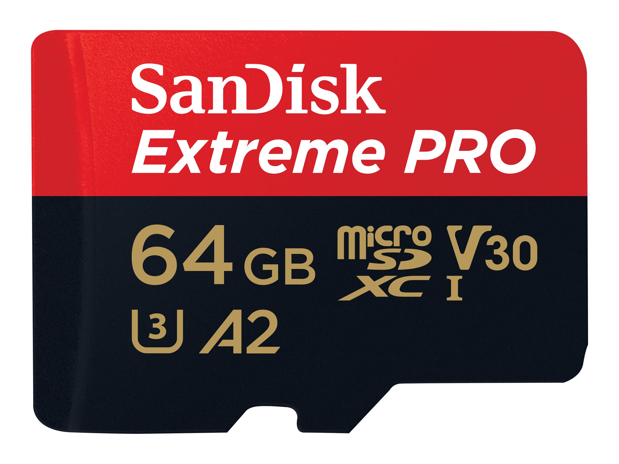 SanDisk Extreme Pro - Flash-Speicherkarte (microSDXC-an-SD-Adapter inbegriffen) - 64 GB - A2 / Video Class V30 / UHS-I U3 / Clas