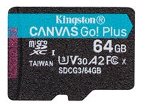 Kingston Canvas Go! Plus - Flash-Speicherkarte - 64 GB - A2 / Video Class V30 / UHS-I U3 / Class10 - microSDXC UHS-I