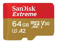 SanDisk Extreme - Flash-Speicherkarte - 64 GB - A2 / Video Class V30 / UHS-I U3 / Class10 - microSDXC UHS-I