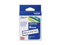 Brother TZe-111 - Standard-Klebstoff - schwarz auf durchsichtig - Rolle (0,6 cm x 8 m) 1 Kassette(n) laminiertes Band - fr Brot