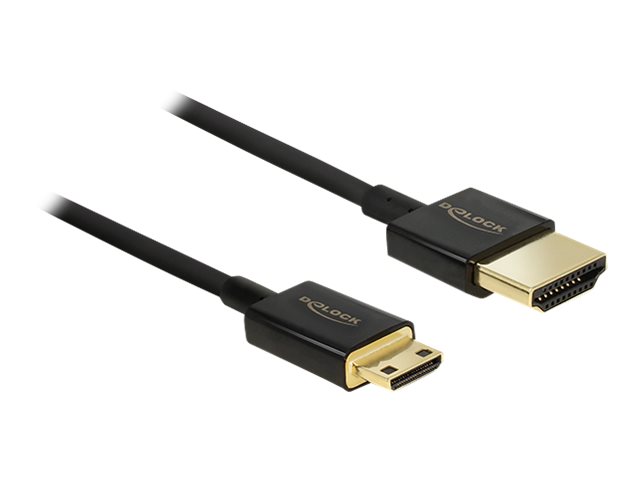 Delock Slim Premium - HDMI-Kabel mit Ethernet - 19 pin mini HDMI Type C mnnlich zu HDMI mnnlich - 2 m - Dreifachisolierung - S