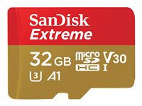 SanDisk Extreme - Flash-Speicherkarte (microSDHC/SD-Adapter inbegriffen) - 32 GB - A1 / Video Class V30 / UHS-I U3 / Class10 - m