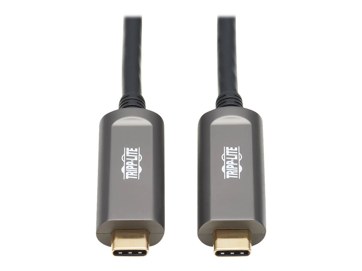 Tripp Lite USB-C AOC Cable (M/M) - USB 3.2 Gen 2 (10 Gbps) Plenum-Rated Fiber Active Optical Cable - Data Only, Black, 10 m - US