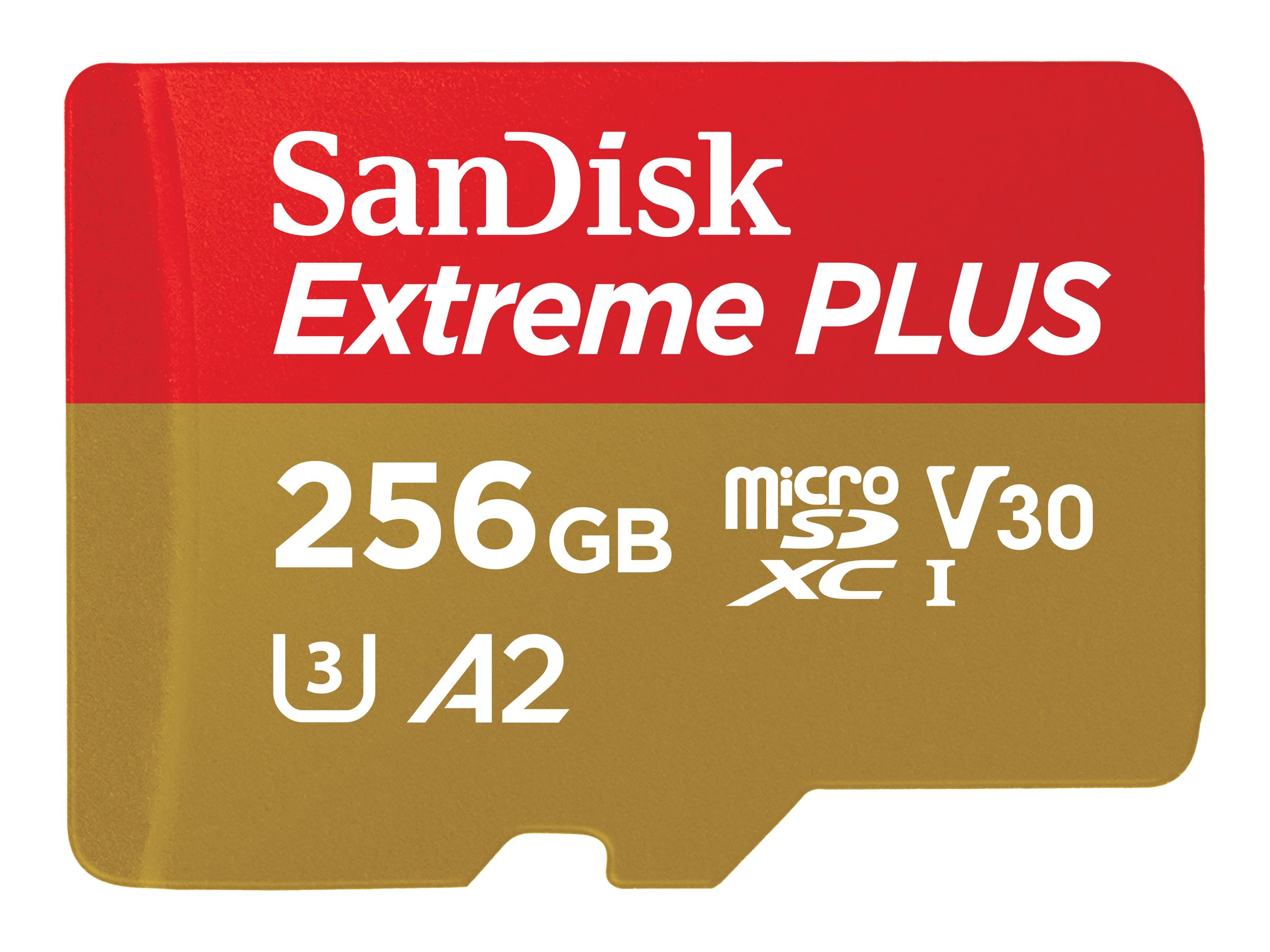 SanDisk Extreme PLUS - Flash-Speicherkarte (microSDXC-an-SD-Adapter inbegriffen) - 256 GB - A2 / Video Class V30 / UHS-I U3 / Cl