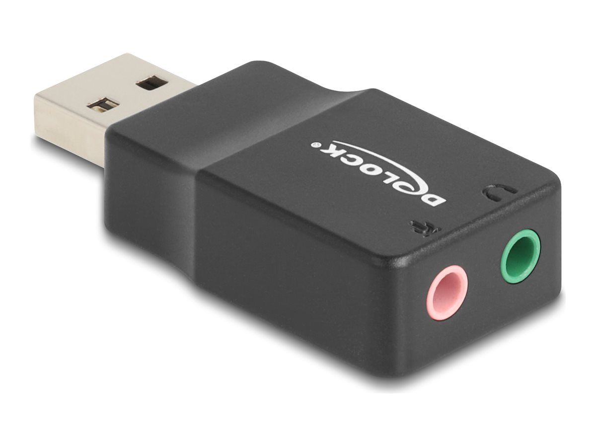 Delock - Adapter USB-A auf Kopfhreranschluss - USB mnnlich zu mini-phone stereo 3.5 mm, Mono Mini-Stecker weiblich - Schwarz