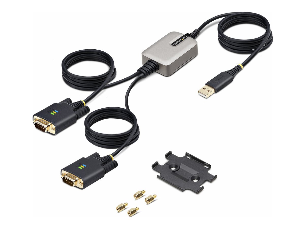 StarTech.com 13ft (4m) 2-Port USB to Serial Adapter Cable, Interchangeable DB9 Screws/Nuts, COM Retention, USB-A to DB9 RS232, F