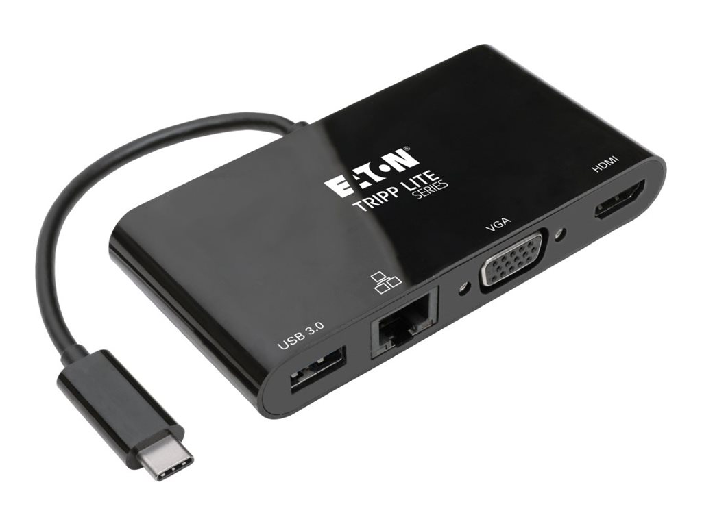 Eaton Tripp Lite Series USB 3.1 Gen 1 USB-C Adapter Converter Thunderbolt 3 Compatible 4K @ 30Hz - HDMI, VGA, USB-A Hub Port and