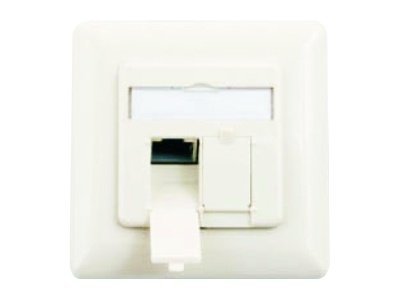 M-CAB - Wanddose - CAT 6 - RJ-45 X 2 - RAL 9010, Clean White - Abdeckung mit einer Aussparung