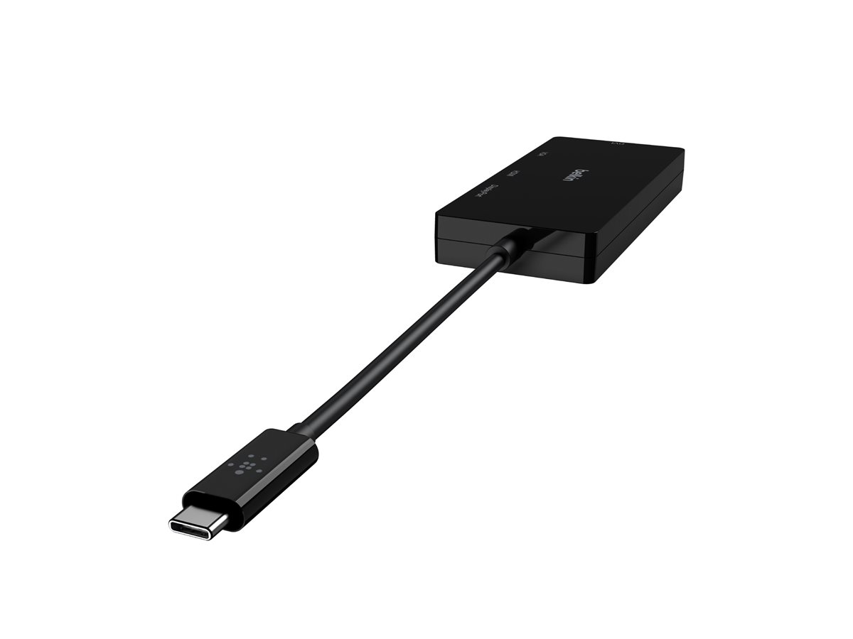 Belkin - Videoadapter - 24 pin USB-C mnnlich zu HD-15 (VGA), DVI-I, HDMI, DisplayPort weiblich - Schwarz - 4K Untersttzung