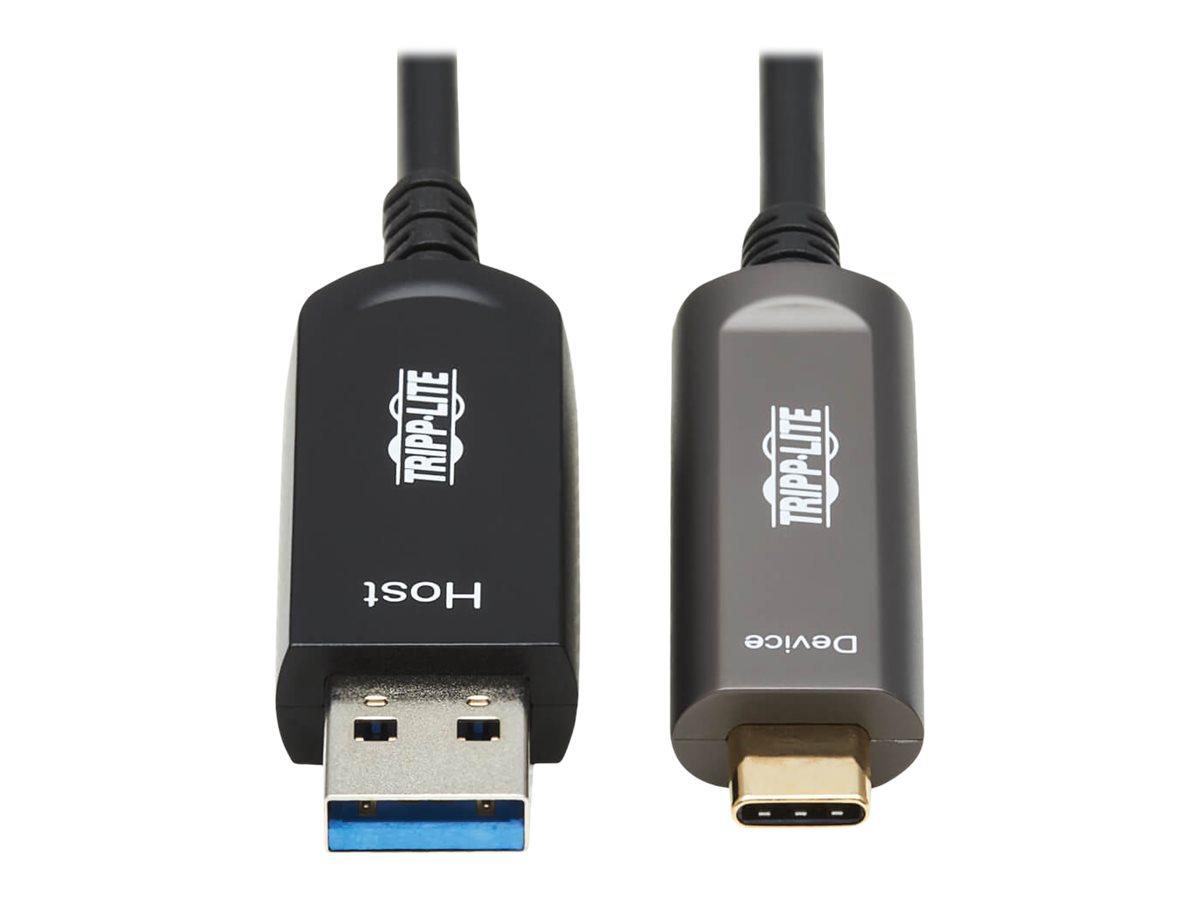 Tripp Lite USB-A to USB-C AOC Cable (M/M) - USB 3.2 Gen 2 Plenum-Rated Fiber Active Optical - Data Only, Black, 15 m - USB-Kabel