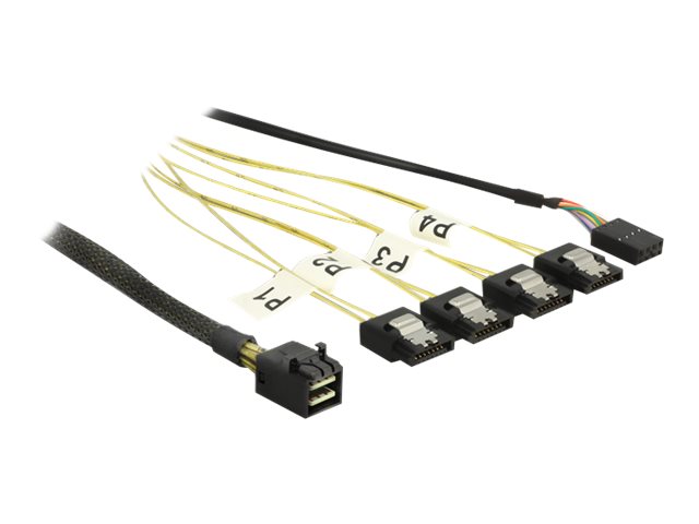 Delock - SATA- / SAS-Kabel - SAS 6Gbit/s - 4x Mini SAS HD (SFF-8643) zu SATA, Seitenband - 50 cm