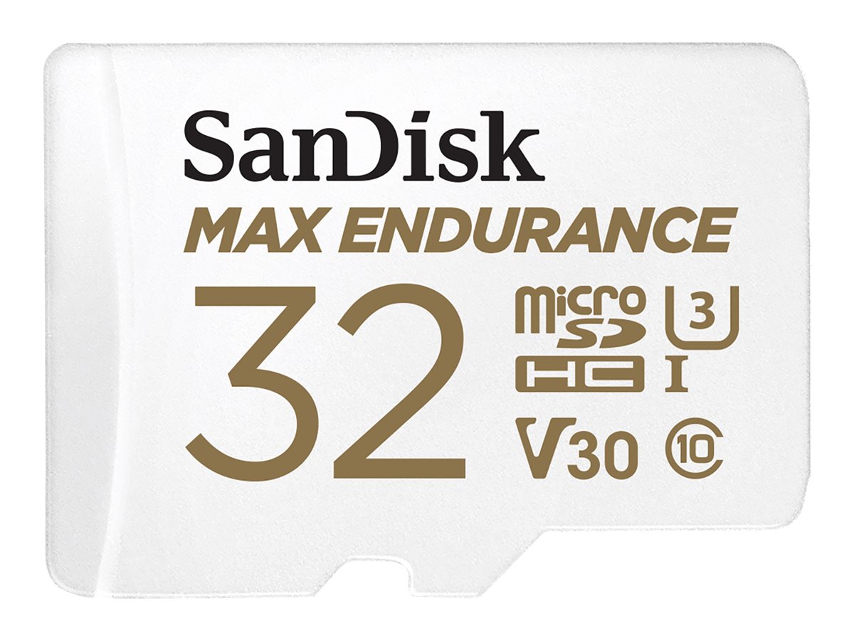 SanDisk Max Endurance - Flash-Speicherkarte (microSDHC/SD-Adapter inbegriffen) - 32 GB - Video Class V30 / UHS-I U3 / Class10 - 