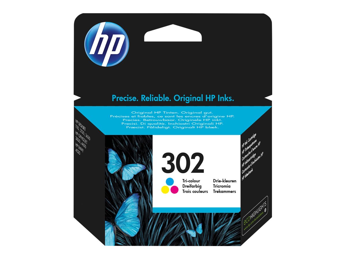 HP 302 - 4 ml - Farbe (Cyan, Magenta, Gelb) - original - Tintenpatrone - fr Deskjet 1110, 21XX, 36XX; ENVY 45XX; Officejet 38XX