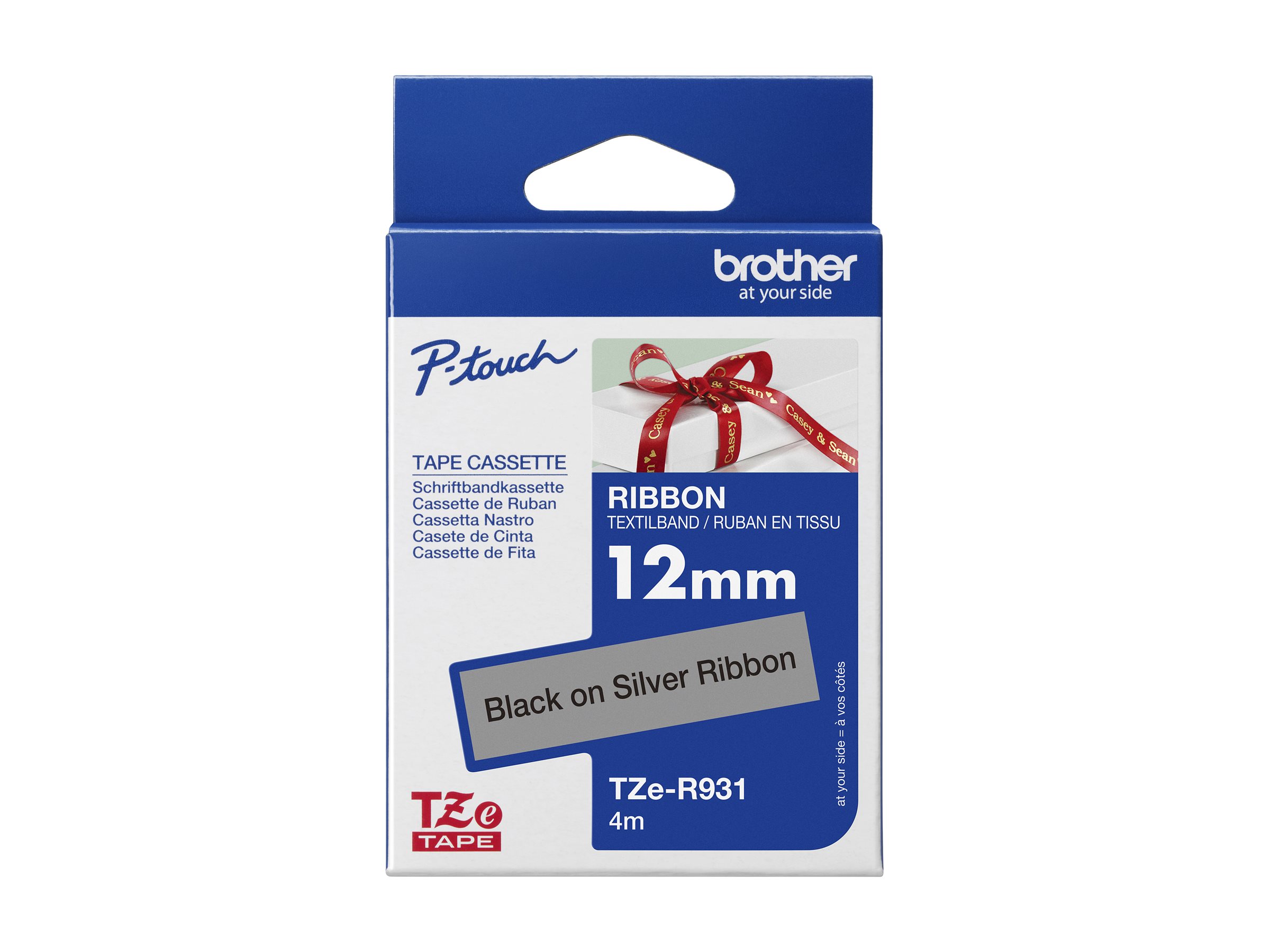 Brother TZe-R931 - Seidig - Schwarz auf Silber - Rolle (1,2 cm x 4 m) 1 Kassette(n) Band - fr Brother PT-D210, D600, H110, H200